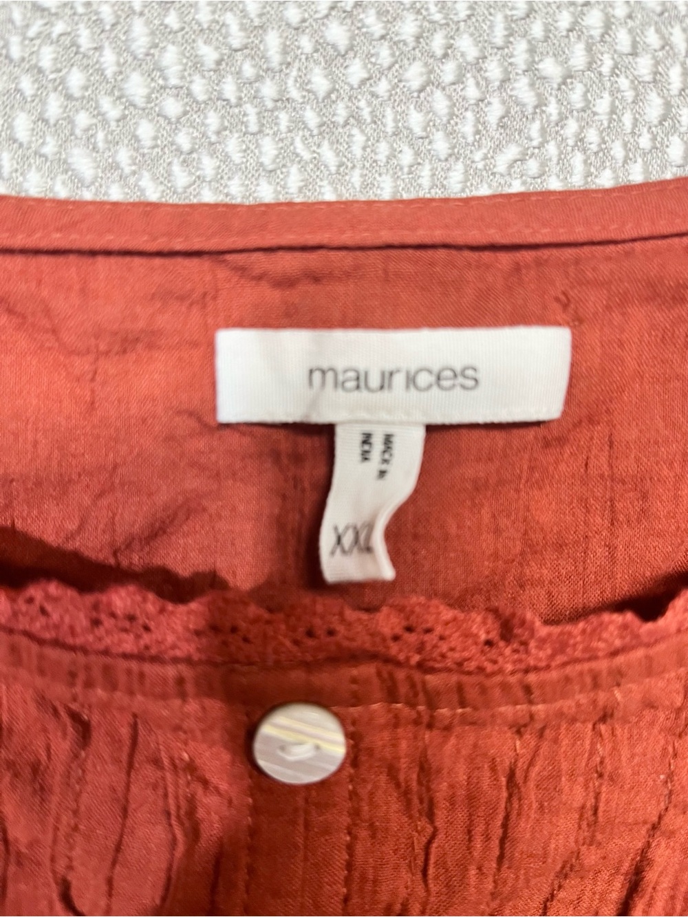 XXL Maurices Rust Ruffle-Sleeve Button Front Tank Top - Picture 6 of 7